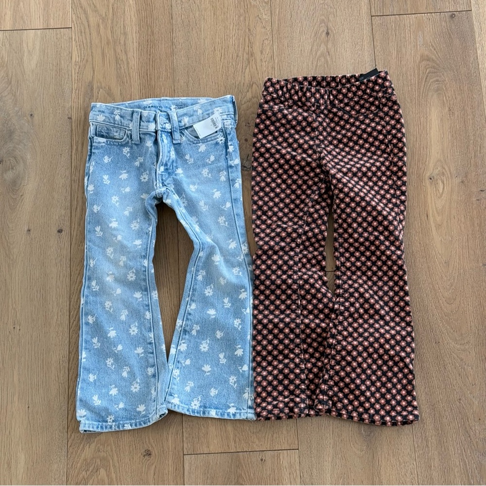 Stylish Kids' Patterned Jeans and Checkered Pants Set